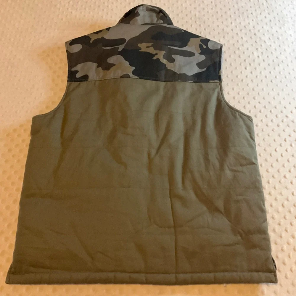 Dakota Grizzly Men's Camo Quilted Vest‎ L Olive Green Puffer Snap Front Pockets - Picture 6 of 6